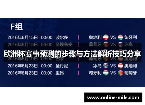 欧洲杯赛事预测的步骤与方法解析技巧分享